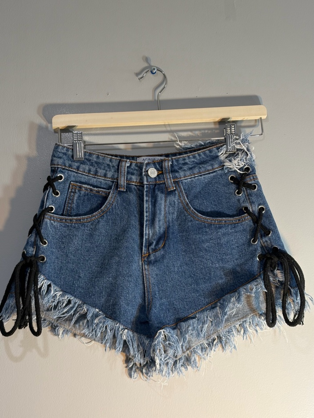 AG Adriano Goldschmied AC x AG Lace-Up Denim Jean Shorts Size S - Picture 4 of 10